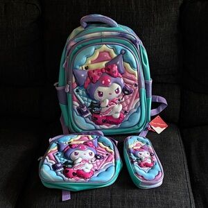 Hello Kitty Purple and Blue Kids Backpack Set